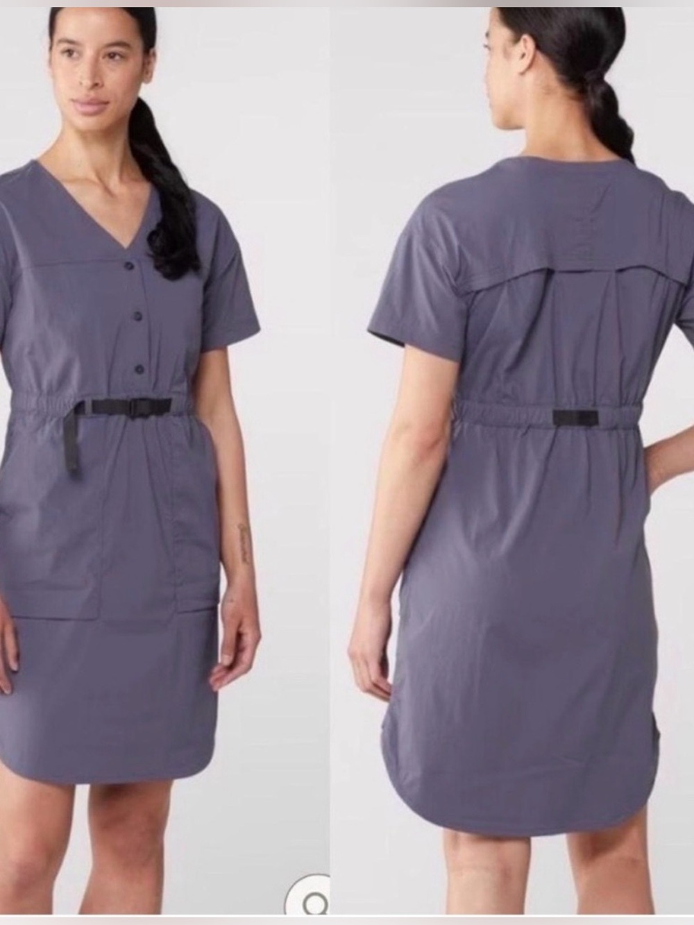 REI Co-op Sahara Dress Size M Blue/Gray Sporty—Casual With Adjustable Waist